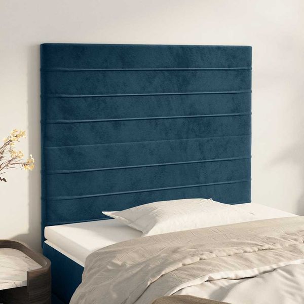 vidaXL Čelo postele tmavomodré 80x5x118/128 cm zamatové