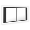 vidaXL LED kúpeľňová zrkadlová skrinka sivá 90x12x45 cm akryl