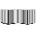 vidaXL Brána pre psa dvere sklad. 4 panely čierna 320cm topoľové drevo