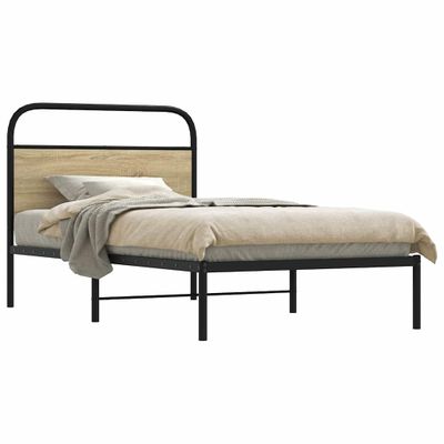 vidaXL Posteľný rám bez matraca 107x203 cm dub sonoma kompozitné drevo
