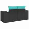 vidaXL Záhradná pohovka s vankúšmi 2-miestna čierna polyrattan