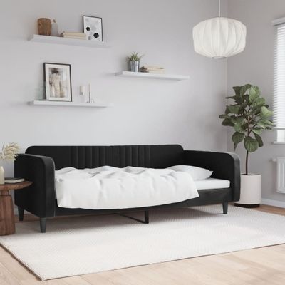 vidaXL Denná posteľ čierna 90x200 cm zamat