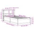 vidaXL Posteľný rám s čelom biely 75x190 cm borovicový masív