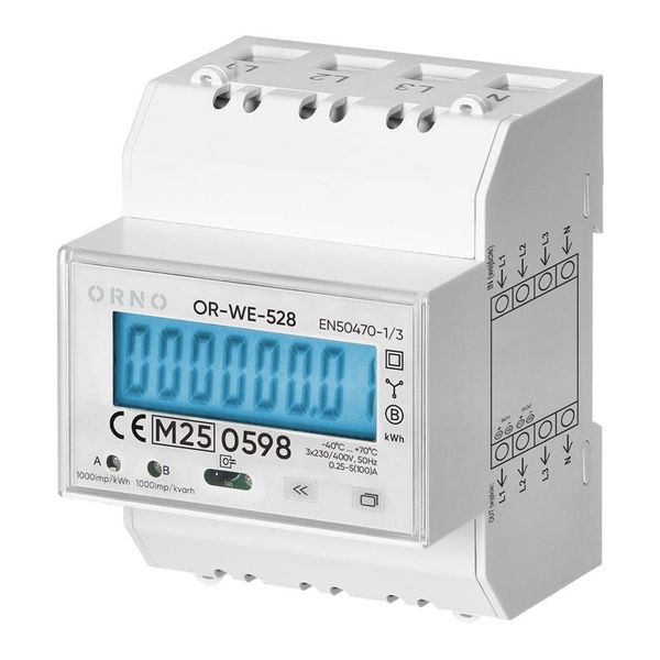 Elektromer 3F na DIN lištu trojfázový ORNO OR-WE-528 digitálny, MID