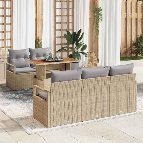 vidaXL Súprava záhradných pohoviek 6 pcs béžová a svetlosivá