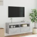 vidaXL TV nástenná skrinka s LED svetlami betónovo sivá 100x30x40 cm