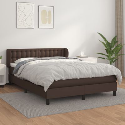 vidaXL Boxspring posteľ s matracom hnedá 140x200 cm umelá koža