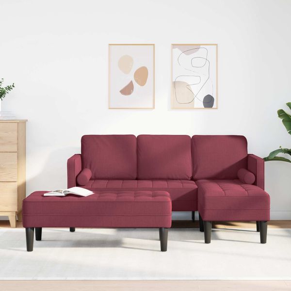 vidaXL Sada pohoviek s vankúšom 2 pcs Víno červené Polyester