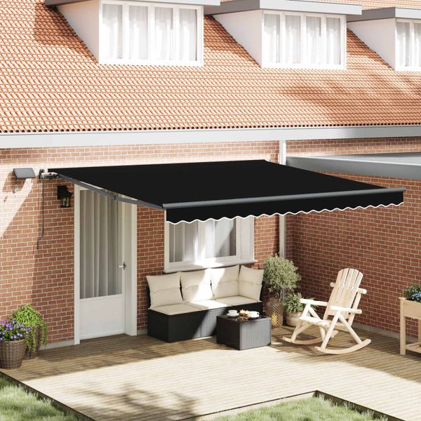 vidaXL Sklopná markíza Čierna 400 × 350 cm Tkanina a hliník