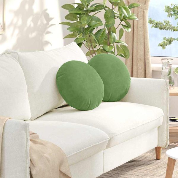 vidaXL Vankúše na sedenie 2 pcs Svetlo zelená Ø 40 x 13 cm Zamat
