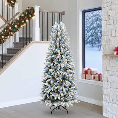 vidaXL Umelý vianočný stromček Biela 240 cm PVC a plast a oceľ a PE