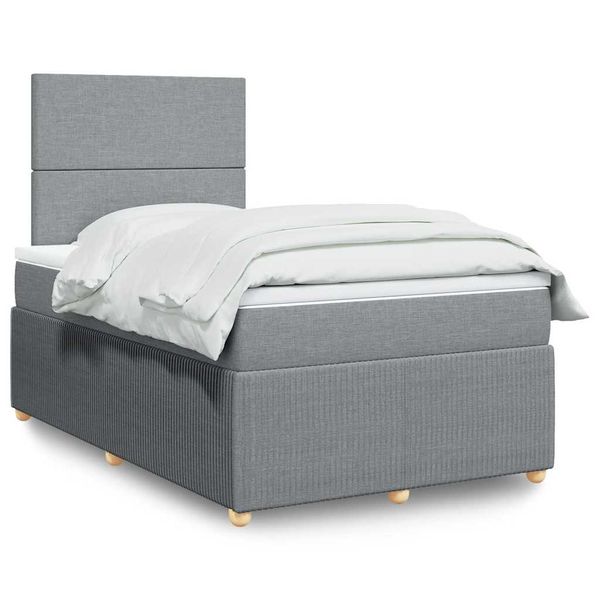 vidaXL Boxspring posteľ s matracom bledosivá 120x190 cm látka