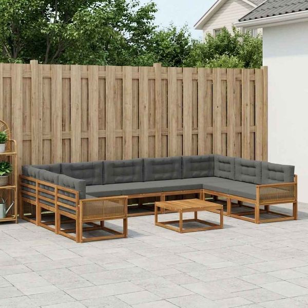 vidaXL Záhradná súprava gaučov 10 pcs Prírodná a antracitová