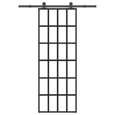 vidaXL Posuvné dvere s kovaním 76x205 cm ESG sklo a hliník