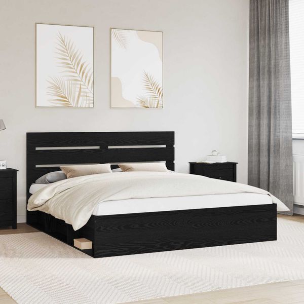 vidaXL Rám postele Čierna 200 x 200 cm Masívne borovicové drevo