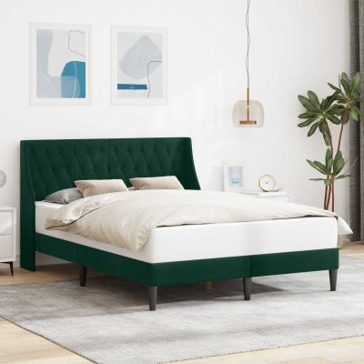 vidaXL Rám postele s čelnou doskou Tmavozelená 140 x 200 cm Zamat