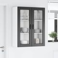 vidaXL Nástenný sklenený kabinet LUCCA Čierna 80 x 31 x 100 cm