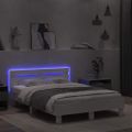vidaXL Posteľný rám s čelom a LED biely 135x190 cm