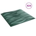 vidaXL Nástenné panely 24 ks 50 x 50 cm Stone Zelený XPS Pena