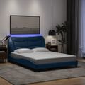 vidaXL Rám postele s LED bez matraca Hvar Modrá 120x200 cm Látka
