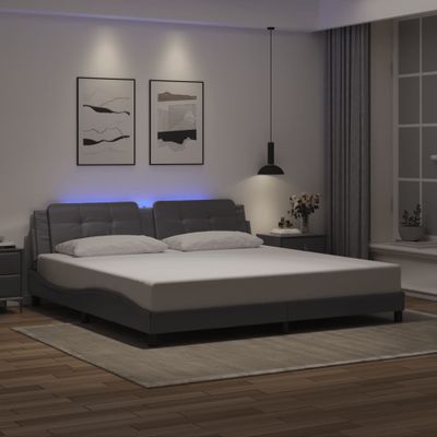 vidaXL Rám postele s LED bez matraca Zadar sivý 200x200 cm