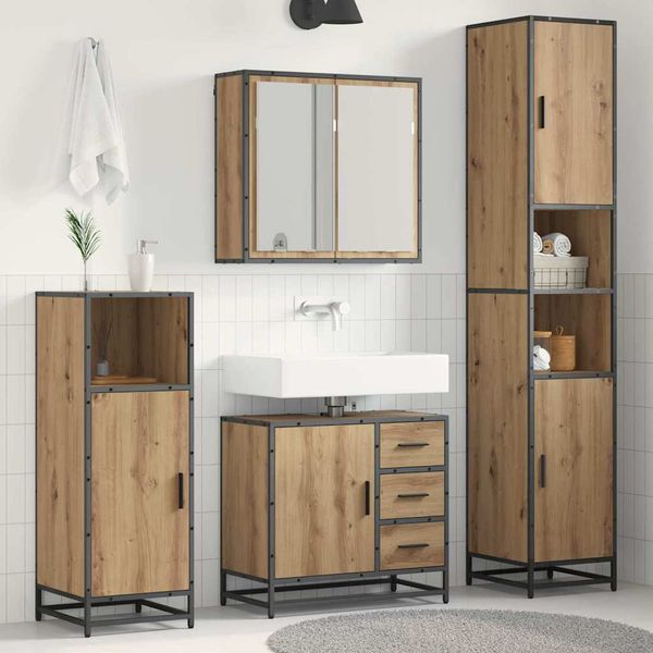 vidaXL Sada kúpeľňového nábytku 3 pcs Remeselný dub Kompozitné drevo