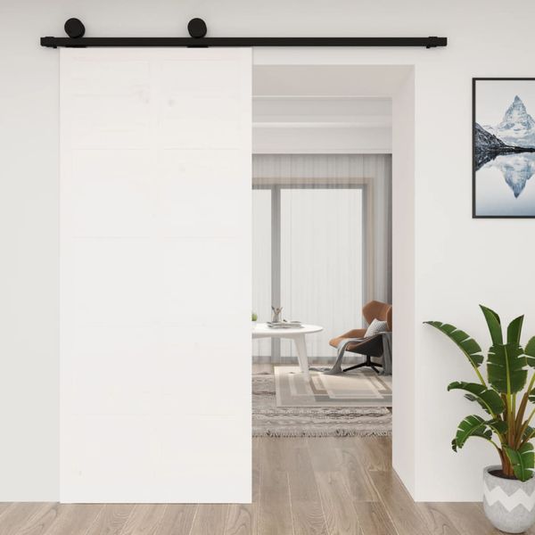 vidaXL Dvere do stodoly biele 90x1,8x214 cm masívna borovica