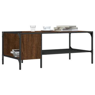 vidaXL Konferenčný stolík s regálom hnedý dub 100x51x40 cm komp. drevo