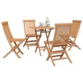vidaXL Skladací záhradný jedálenský set Nastaviteľné 5 pcs Prírodná