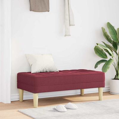 vidaXL lavička s vankúšom Víno červené 113 x 57 x 39 cm látka