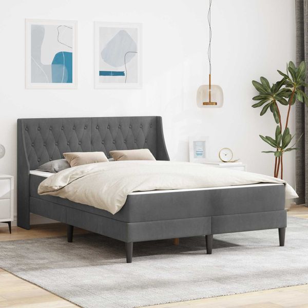 vidaXL Rám postele s matracom s matracmi Tmavo šedá 137 x 190 cm Zamat