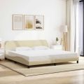 vidaXL Rám postele Dover krémová 200x200 cm látka