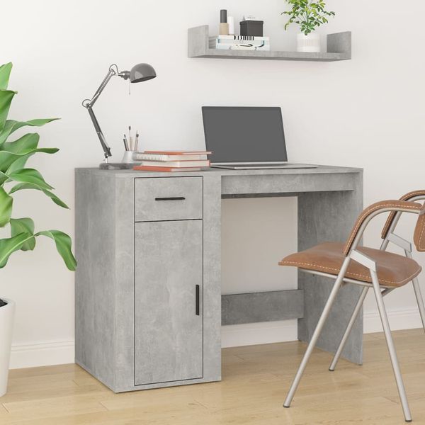 vidaXL Stôl betónovosivý 100x49x75 cm spracované drevo