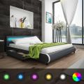 vidaXL Posteľ s matracom, LED, sivá, umelá koža 180x200 cm