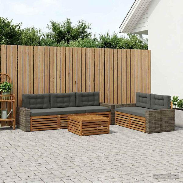 vidaXL Záhradná súprava gaučov 6 pcs Prírodná a antracitová