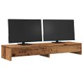 vidaXL Stojan na monitor a zásuvky staré drevo 100x27x15cm borovica