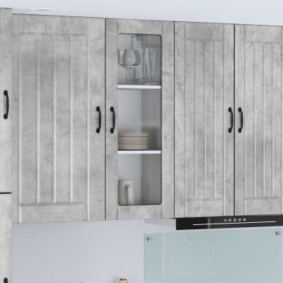 vidaXL Nástenný sklenený kabinet LUCCA Betónovo sivá 40 x 31 x 100 cm