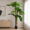 vidaXL Umelý banánovník Zelená 125 x 25 x 250 cm Látka a bambus