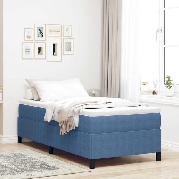 vidaXL Posteľ s pružinovým rámom Modrá 90 x 190 cm Kordúrová tkanina
