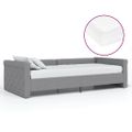 vidaXL Pohovka s matracom a USB bledosivá látková 90x200 cm