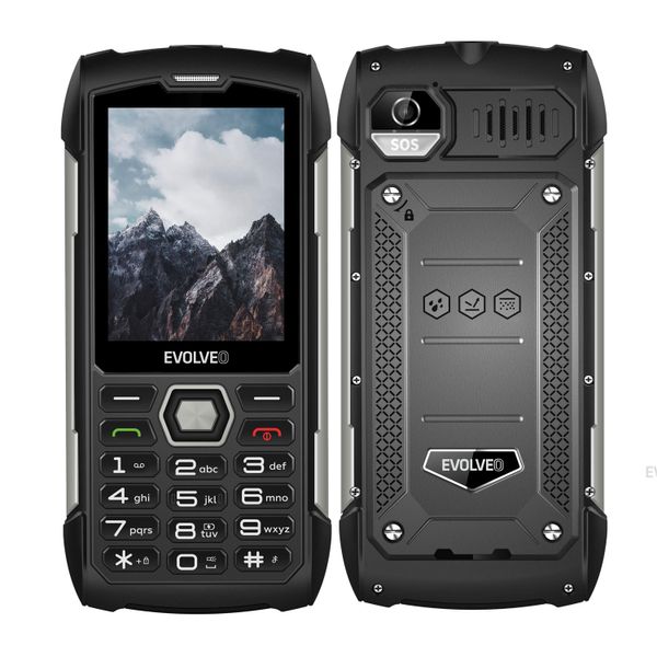 EVOLVEO StrongPhone H1, IP68 odolný Dual SIM telefón, 2,8'' LCD, 5000mAh, Powerbanka, čierno-strieborný