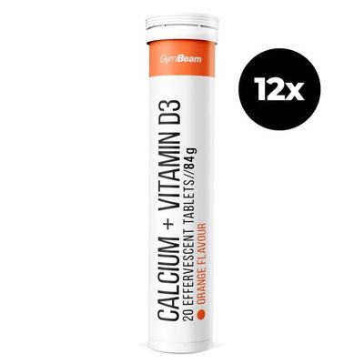 Vápnik + vitamín D3 šumivý - GymBeam, 12 x 20 tab