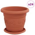 vidaXL Kvetináče 24 ks Tehlovo červená Ø 22 x 18 cm Plast
