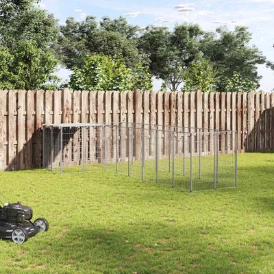 vidaXL Koterec pre psy strieborný 6,05 m² oceľ