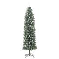 vidaXL Umelý chudý vianočný strom Zelená a biela 240 cm