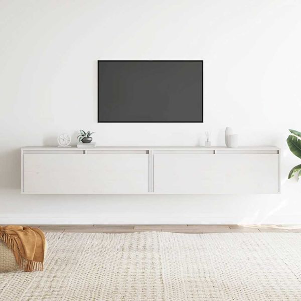 vidaXL Nástenné skrinky 2 ks biele 100x30x35 cm masívna borovica