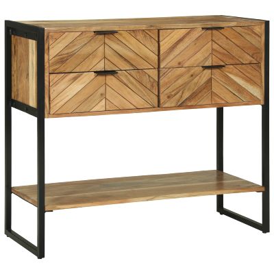 vidaXL Konzolový stôl Hnedá 90 x 35 x 80 cm Pevné akáciové drevo