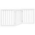 vidaXL Brána pre psa skladacia 3 panely biela 150 cm topoľové drevo