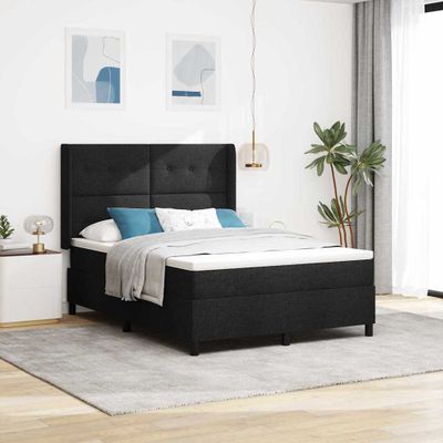 vidaXL Posteľ s pružinovým rámom s vankúšom Čierny 200 x 140 cm látka