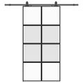 vidaXL Posuvné dvere s kovaním čierne 102,5x205 cm tvrdené sklo
